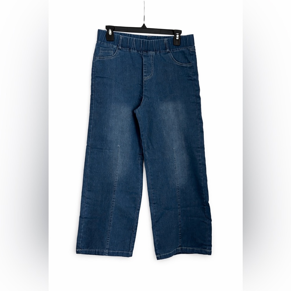 Pull-On Denim Jeans Women Elastic Waist  NWOT Stretch petite med - Picture 3 of 6